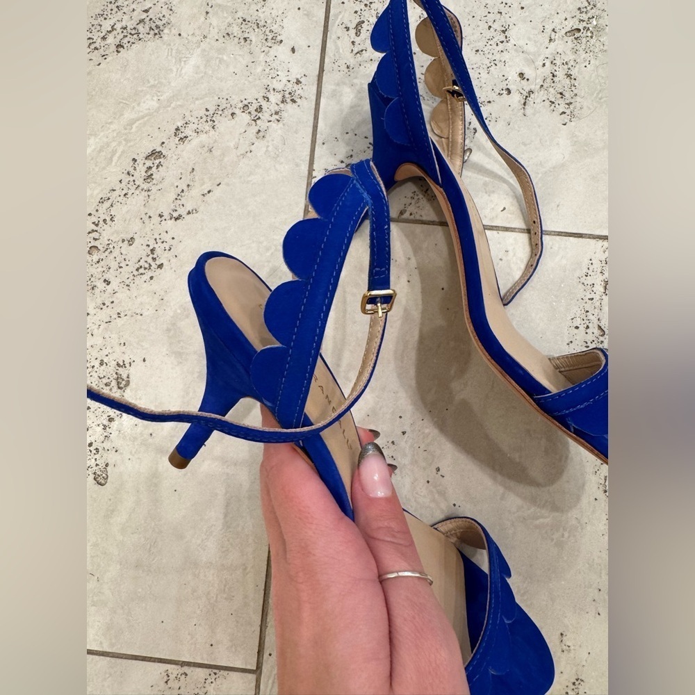 LOEFFLER RANDALL Blue Suede Sandals Stiletto Heels, Like New, SIZE 7.5 - Picture 6 of 6